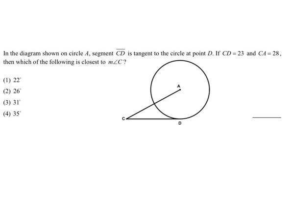 In the diagram shown on circle A, segment CD is tangent to the circle at point D. If-example-1