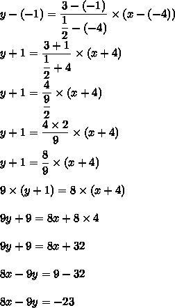 Write the Standard Form of the equation of the line through the given points: (-2,-5) and-example-1