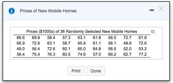 A government bureau publishes annual price figures for new mobile homes. A simple-example-1