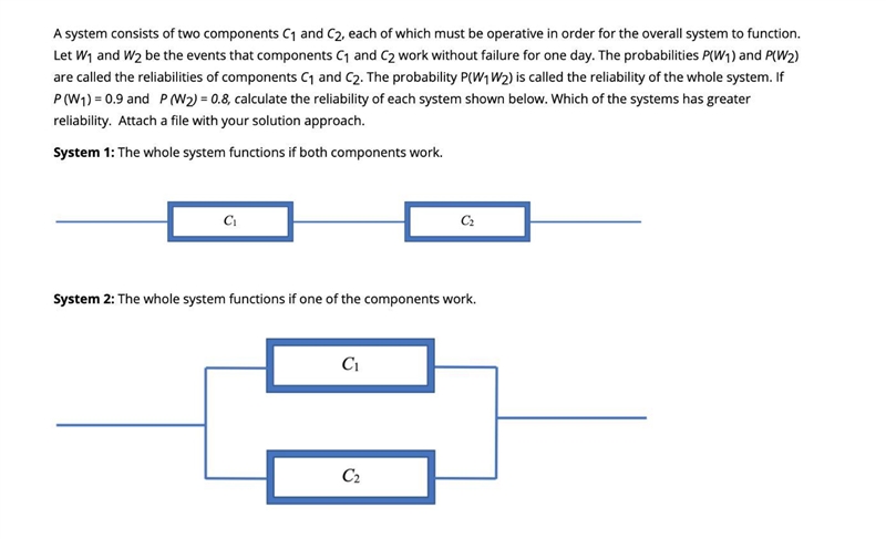 A system consists of two components C1 and C2, each of which must be operative in-example-1