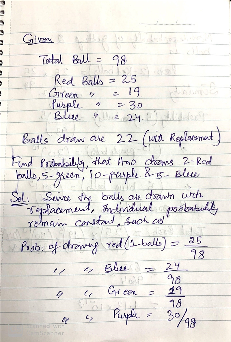 There are 98 balls in a box. 25 of them are red, 19 of them are green, 30 of them-example-1