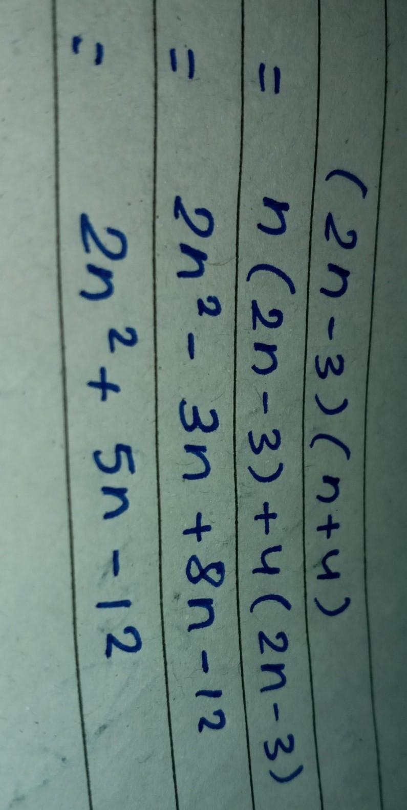 Find (2n - 3)(n + 4).-example-1