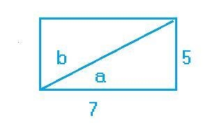 Find the acute angle between the diagonal of rectangle whose sides are 5cm and 7cm-example-1