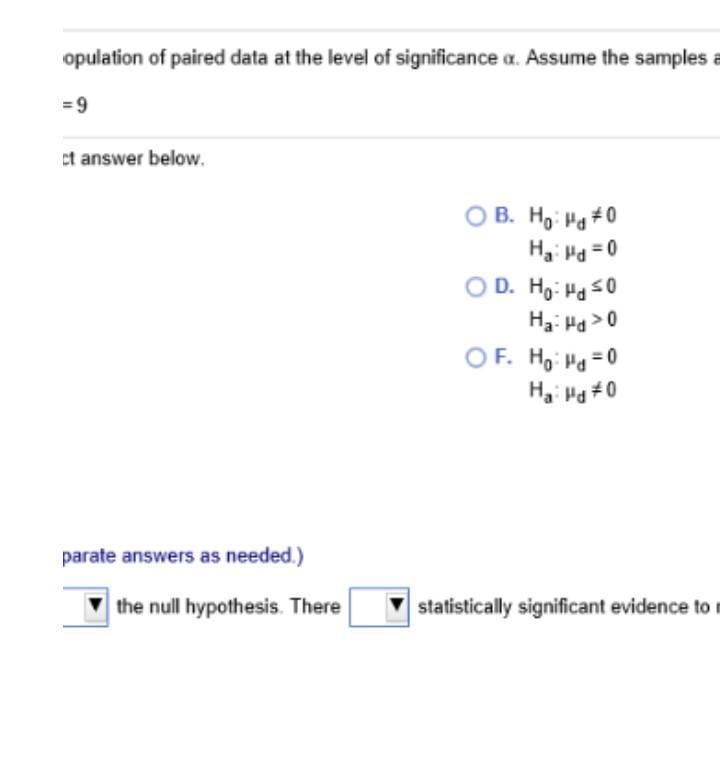 Test the claim below about the mean of the differences for a population of paired-example-2