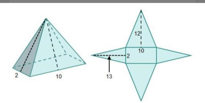 What is the surface area of the pyramid? 110 square units 166 square units 280 square-example-1