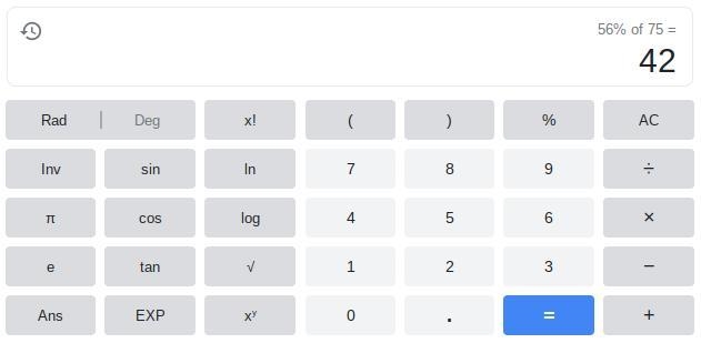 A survey of 75 students found that 56% studied for a test. How many students studied-example-1