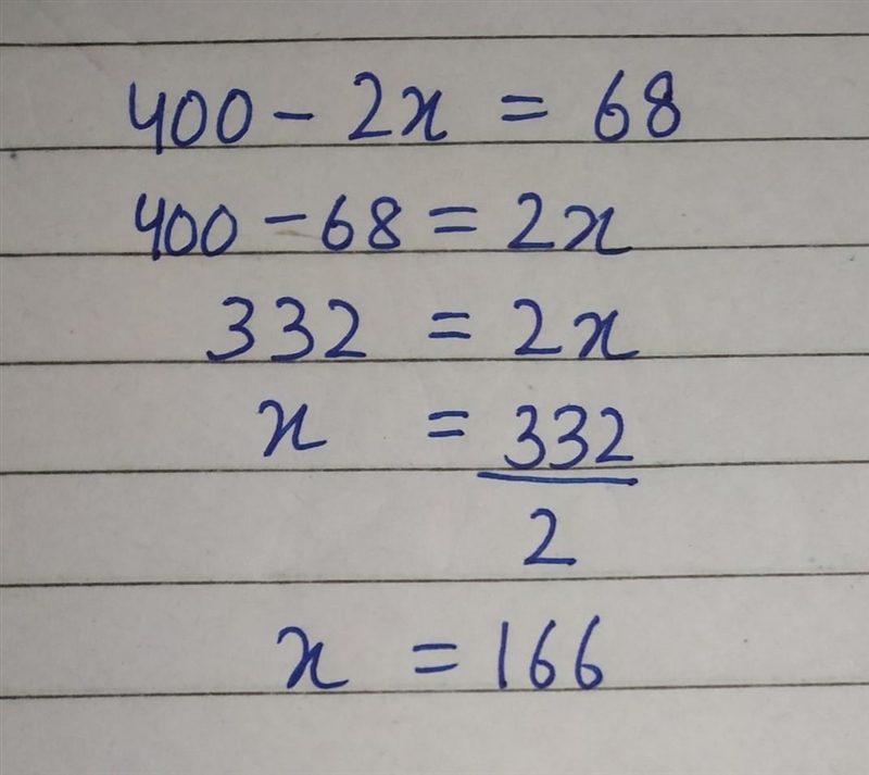 400 reduced by twice my age is 68 how old am i-example-1