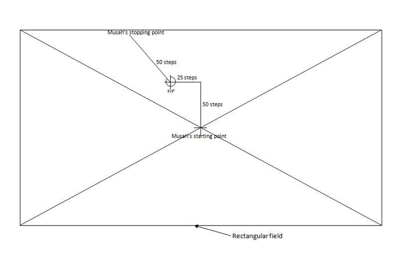 Musah stands at the centre of a rectangular field. He first takes 50 steps north, then-example-1