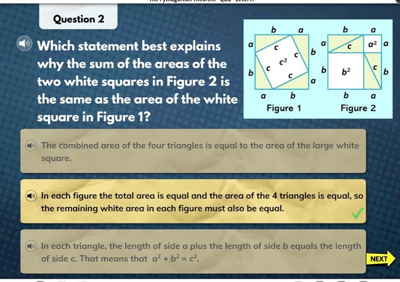 Which statement best explains why the sum of the areas of the two white squares in-example-1