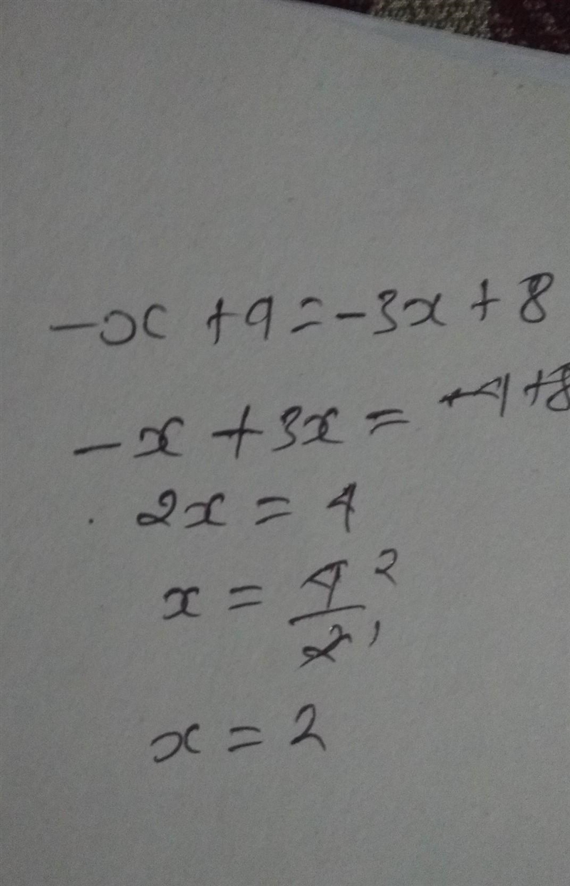 - x+4=-3x + 8 multi-step equations-example-1