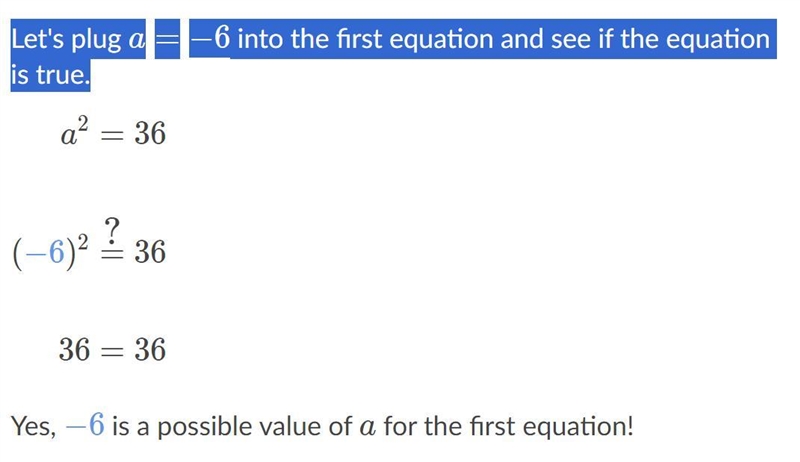 Which equations has -6minus as a possible value of a?-example-1