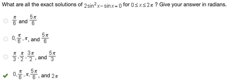 Solve 2sin^2x=sinx, if 0-example-1