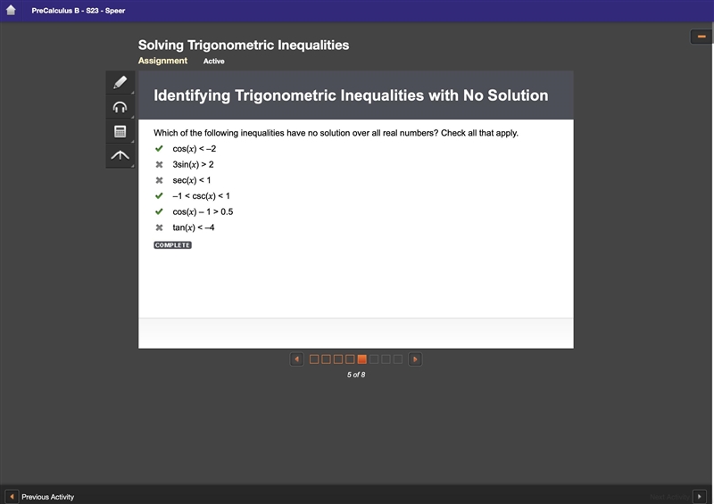 Which of the following inequalities have no solution over all real numbers? Check-example-1