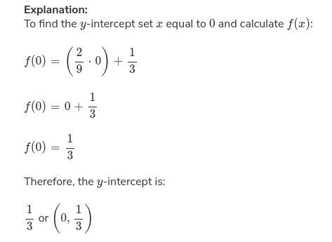 What is the y-intercept of the function f(x)=-2/9+1/3? A. -2/9 B. -1/3 C. 1/3 D. 2/9​-example-1