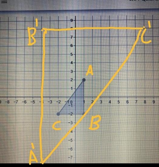 Graph the image of the given triangle under a dilation with a scale factor of –4 and-example-1