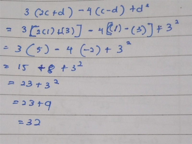 Evaluate and simplify the expression when c=1 and d=3-example-1