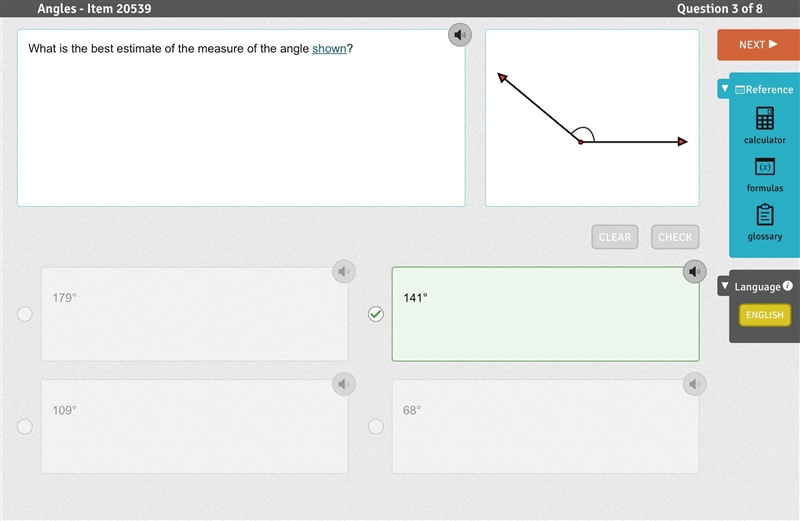 What is the best estimate of the measure of the angle shown?-example-1