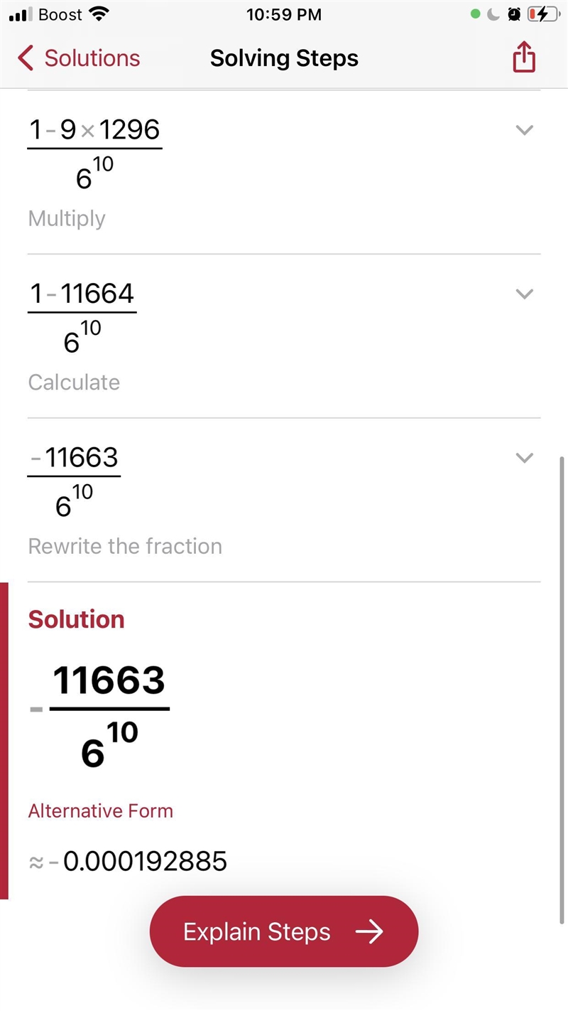 What is the simplified form of this expression (6^-4)-9 over 6^6-example-2