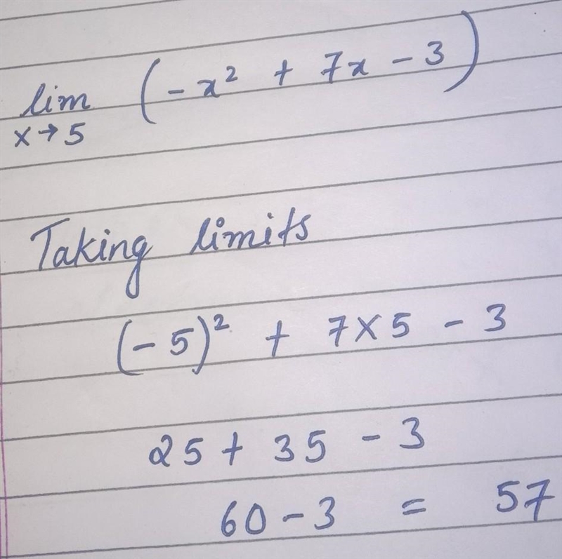 Lim (-x^2+ 7x-3) X->5-example-1