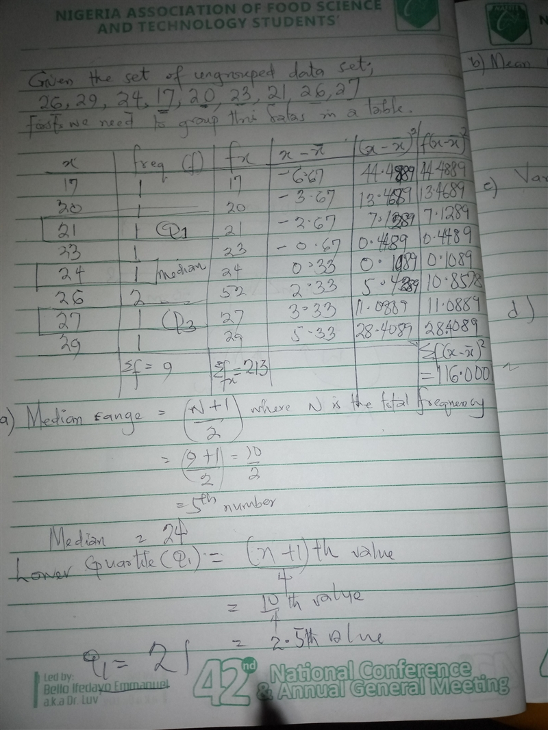 Consider the data set: 26, 29, 24, 17, 27, 20, 23, 21, 26, 27. (a) Find the median-example-1