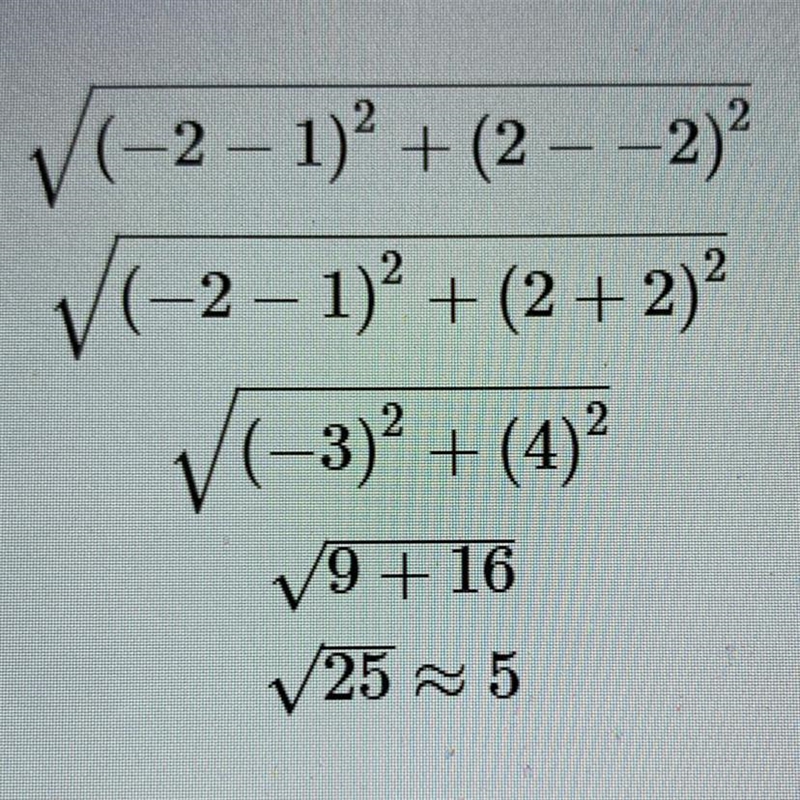 Find the distance between "A (1,-2) and B (-2,2) using Distance formula-example-1