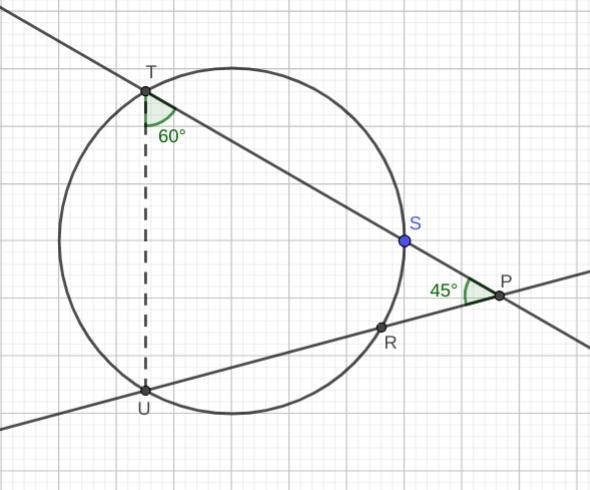 In the diagram below secants PT & PU have been drawn from exterior point P such-example-1