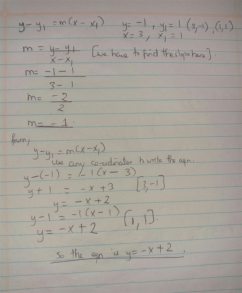 HELP ME PLS T^T Use point-slope form, y - y1 = m(x - x1), to find the linear equation-example-1