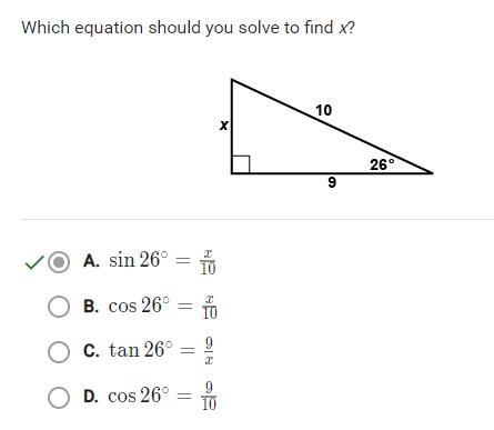 Which equation should you solve to find x? ​-example-1