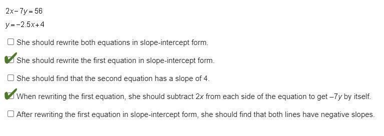 Antoinette needs to solve this system of equations by graphing. Which statements explain-example-1