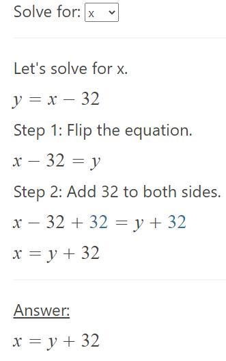 Find a solution to the linear equation y equals 8x-32-example-1