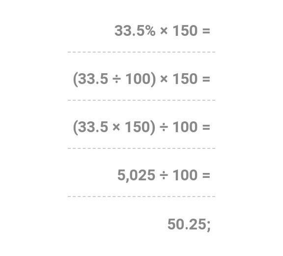 What percent of 150 is 33.5?-example-1