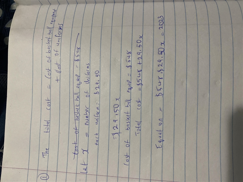 A school bought $548 in basketball equipment and uniforms costing $29.50 each. The-example-1