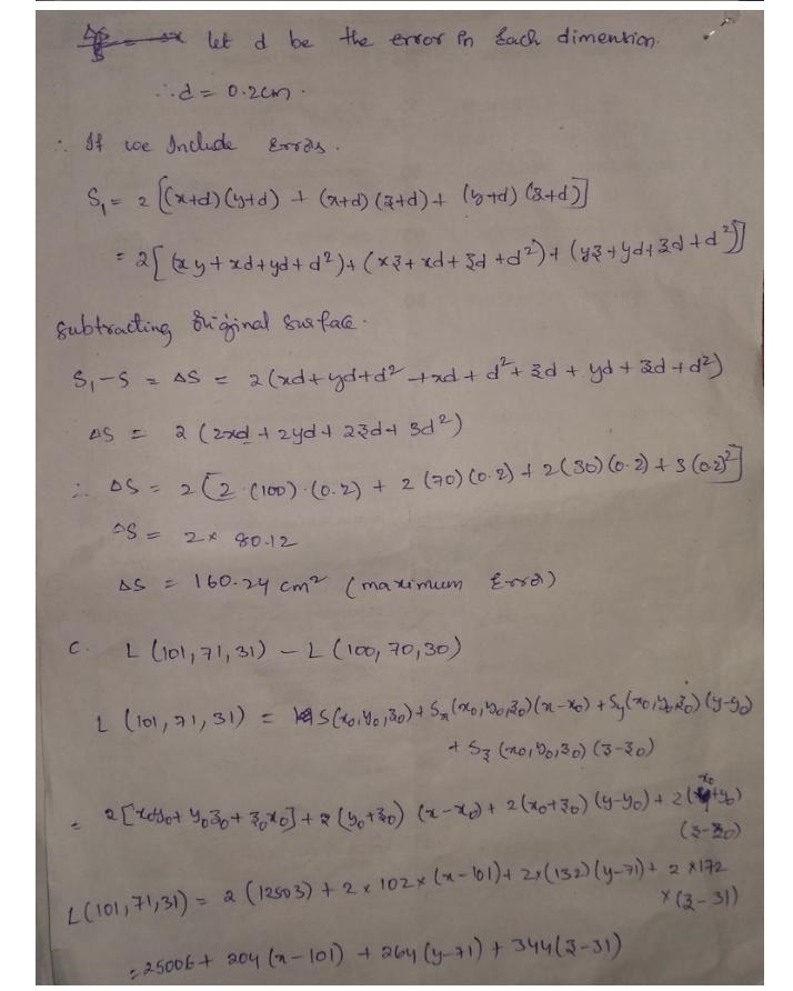 The dimensions of a closed rectangular box are measured x, y and z as 100 cm, 70 cm-example-2