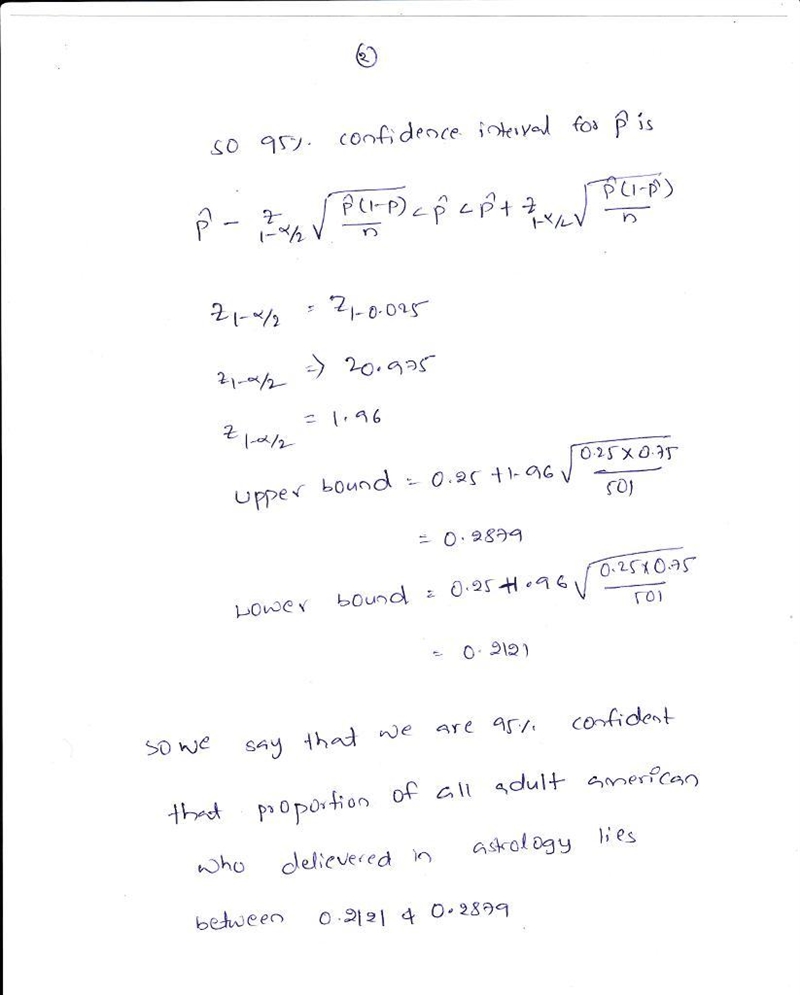 7. (Sec. 7.2) In a survey of 2004 American adults, 501 of them said that they believed-example-2