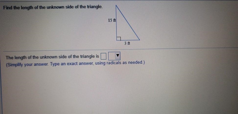 Find the length of the unknown side of the triangle. The length of the unknown side-example-1