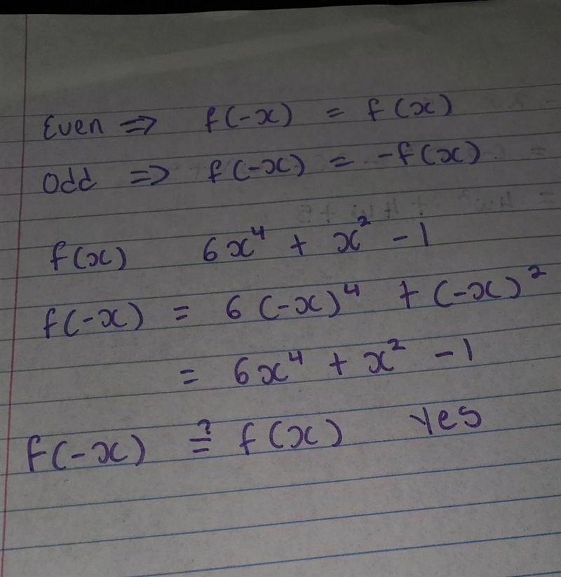 Determine if the function is odd, even or neither. Explain your answer-example-1