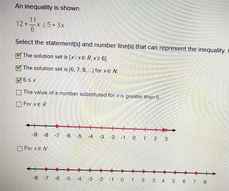 Select the statements and number line that can represent the inequality.​-example-1