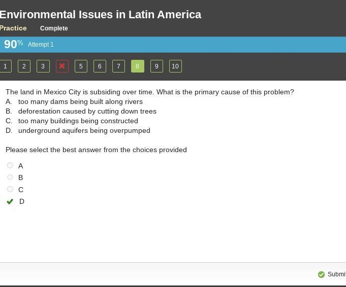 The land in Mexico City is subsiding over time. What is the primary cause of this-example-1