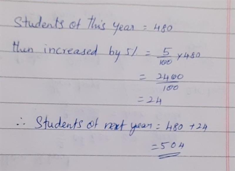 Linden Middle School has 480 students. The number of students is increasing by 5% next-example-1