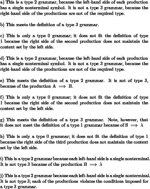 Let V = {S, A, B, a, b} and T = {a, b}. Determine whether G = (V, T, S, P ) is a type-example-1