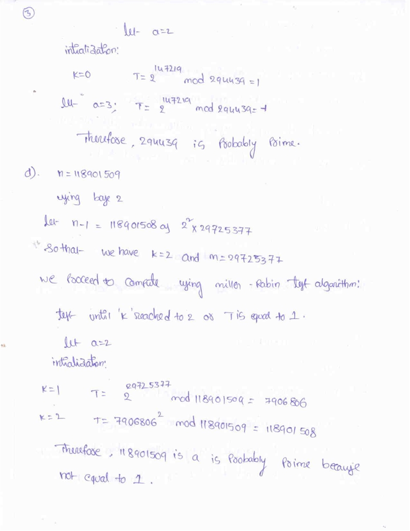 Use the Miller–Rabin test on each of the following numbers. In each case, either provide-example-3