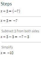 Solve for x x+3=(-7) i need explanation-example-1