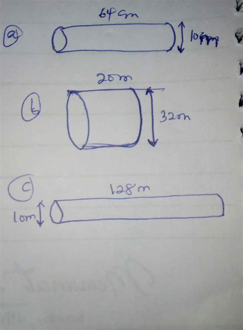 Which cylinders have the same volume as the cylinder below? Check all that apply. 32 m-example-1