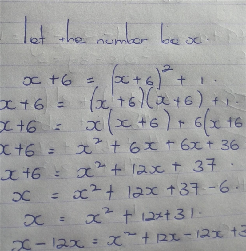 Six less than a number is equal to one more than twice the number-example-1