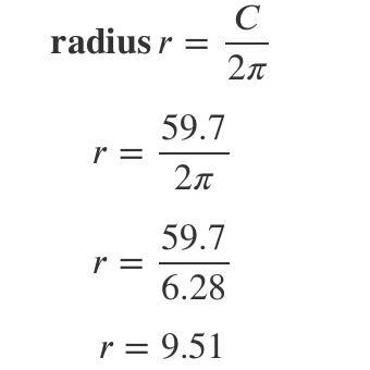 Using the approximation 3.14 for (pie symbol ​, what is the radius of a circle with-example-1