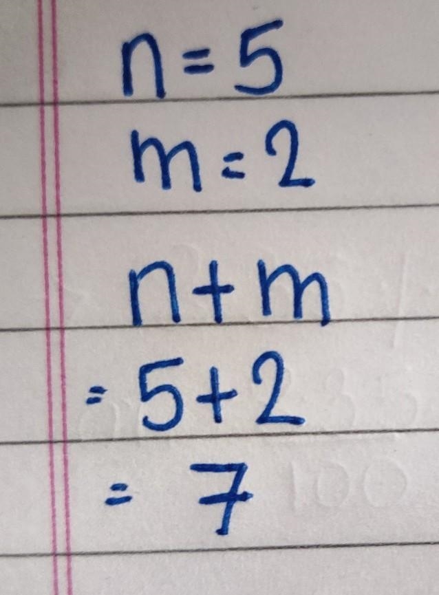 Evaluate n+m -6; use m=2, and n=5​-example-1