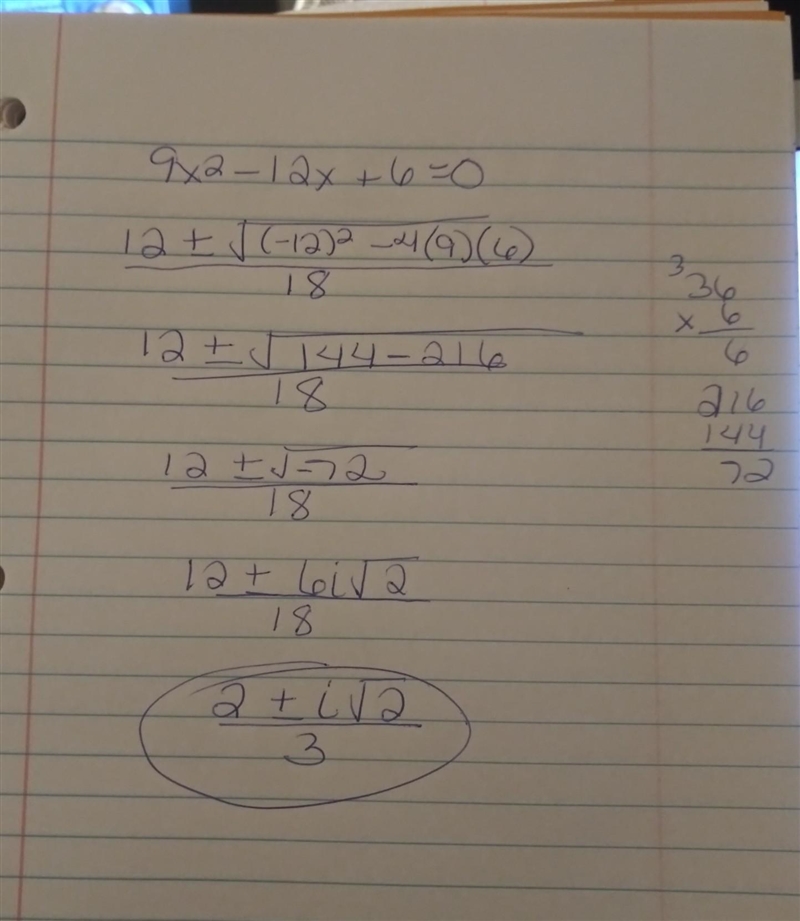 Solve 9x2 + 6 = 12x-example-1