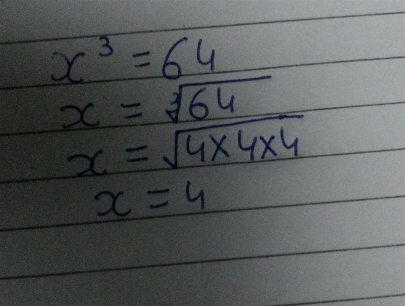 Solve the equation for x. x3 = 64-example-1