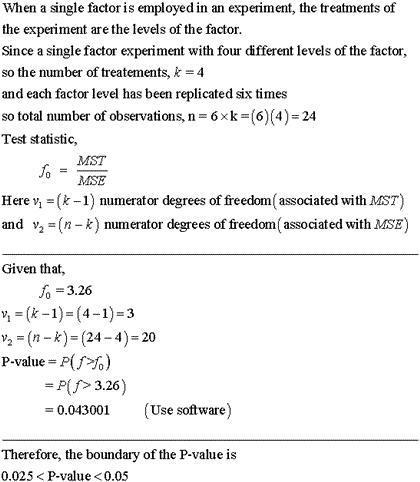 An experimenter has conducted a single‐factor experiment with four levels of the factor-example-1