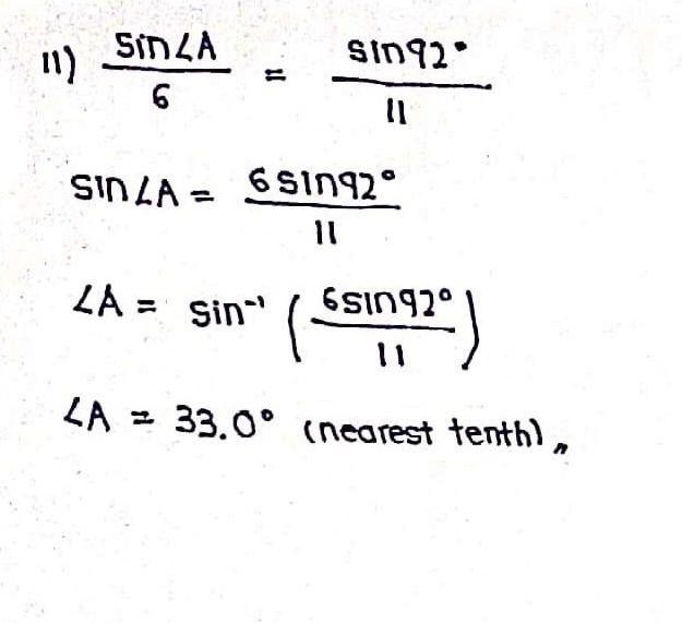 Part 3. Use the Laws of sines. Please show work. Round to the nearest tenth.​-example-3